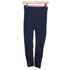 Women's Lilly Pulitzer Luxletic Navy High Rise Leggings Workout Criss Cross SZ S
